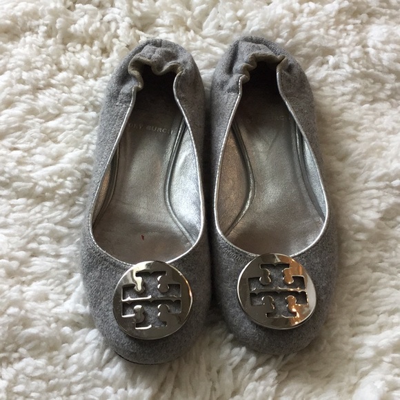 Tory Burch Shoes - Tory Burch Grey Flannel Flats